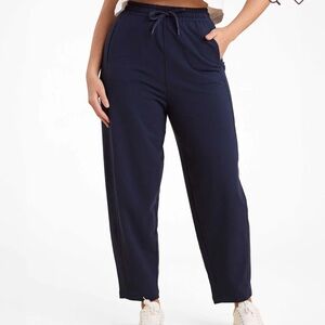 Nuuds Navy CloudTech Boyfriend Pants with Elastic Waistband